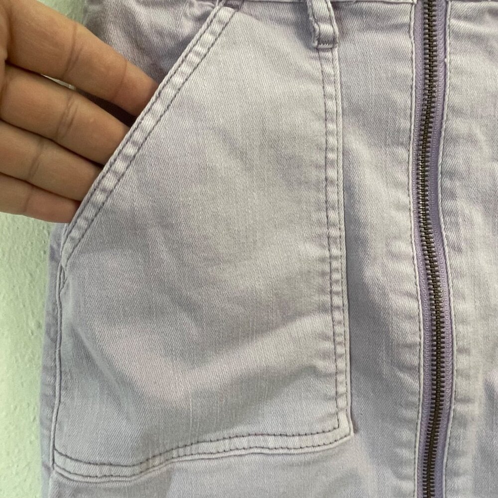 art class Lilac Denim Mini Skirt With Front Zipper Closure & Pockets - Picture 3 of 9